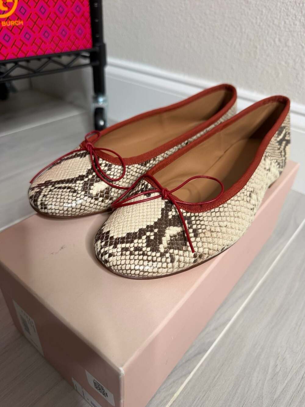 Mansur Gavriel Ballerina Flats Roccia Pomodoro Python Print EU 39 Retail $495